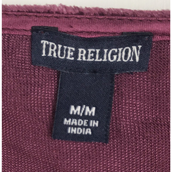 NWT True Religion Velvet Camisole Spaghetti Strap Tank Top V-Neck Merlot Medium - Picture 6 of 8